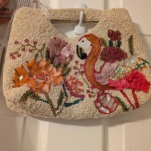 Embellished Flamingo Beaded Bag